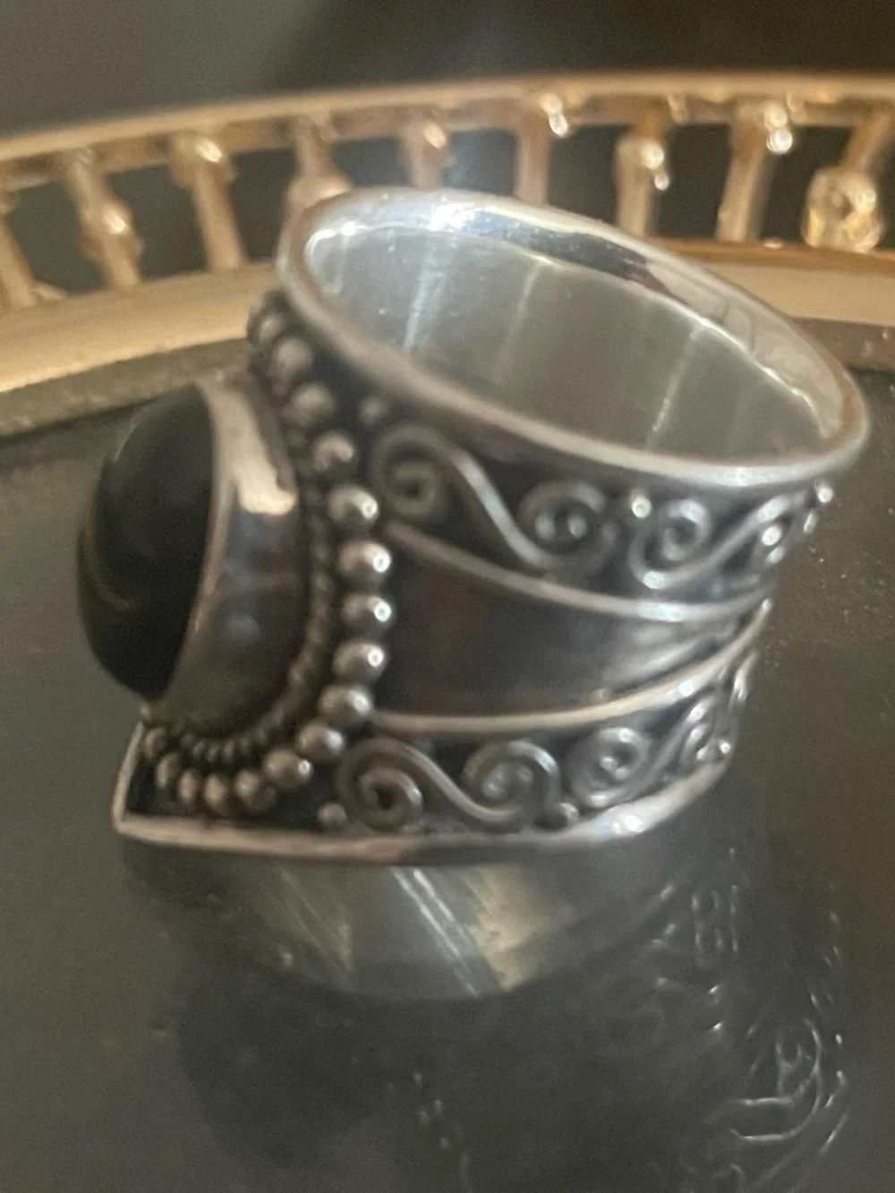 Natural Black Onyx Ring